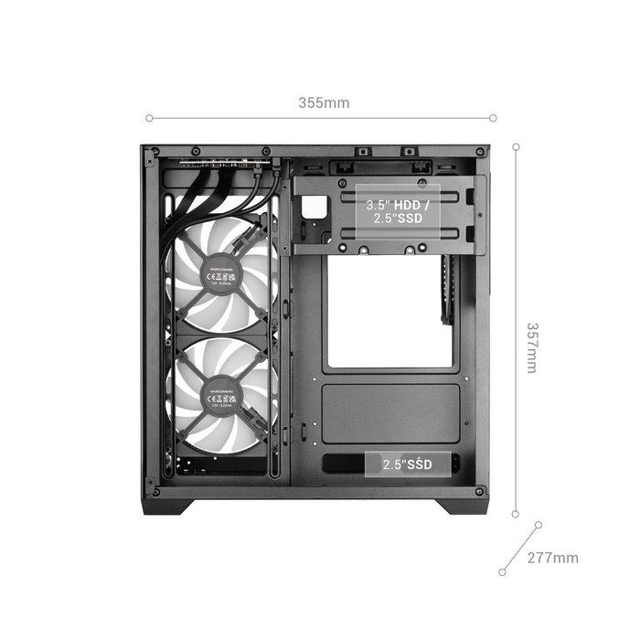 Mars Gaming MC-VIEW3 Boîtier PC MicroATX Mini Tower Noir Vitre Trempée ARGB USB-C
