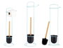 Berilo Porte-Rouleau de Papier Toilette Métal Balai Bambou Bleu 17 x 57 x 16 cm (Set de 6)