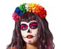 Cinturon Couronne de Fleurs Multicolor avec Tête de Mort pour Fête, Déguisement Catrina - Accessoire Fête des Morts ou Carnaval