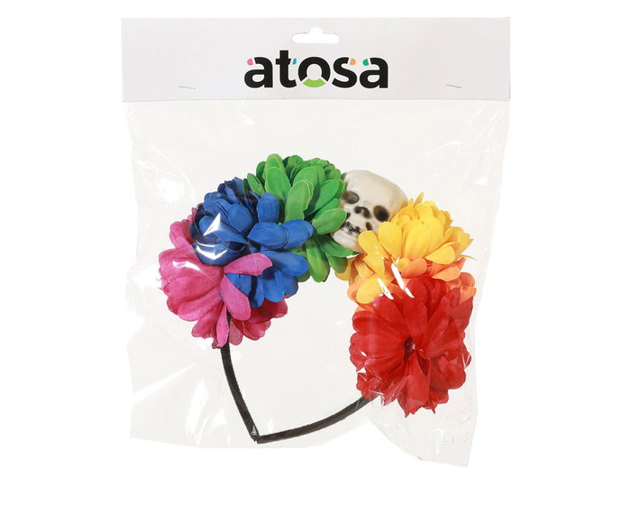 Cinturon Couronne de Fleurs Multicolor avec Tête de Mort pour Fête, Déguisement Catrina - Accessoire Fête des Morts ou Carnaval Cinturon Couronne de Fleurs Multicolor avec Tête de Mort pour Fête, Déguisement Catrina - Accessoire Fête des Morts ou Carnaval