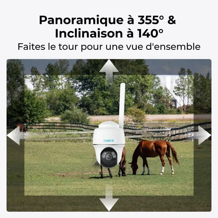 Reolink G430 Caméra extérieure WiFi 4MP avec vision nocturne, audio bidirectionnel, détection intelligente et batterie rechargeable de 6000 mAh