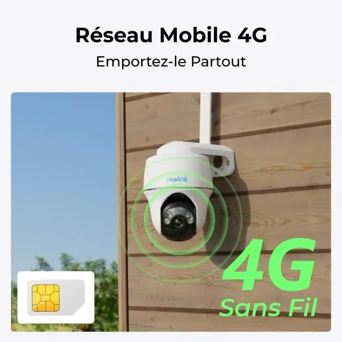 Reolink G430 Caméra extérieure WiFi 4MP avec vision nocturne, audio bidirectionnel, détection intelligente et batterie rechargeable de 6000 mAh