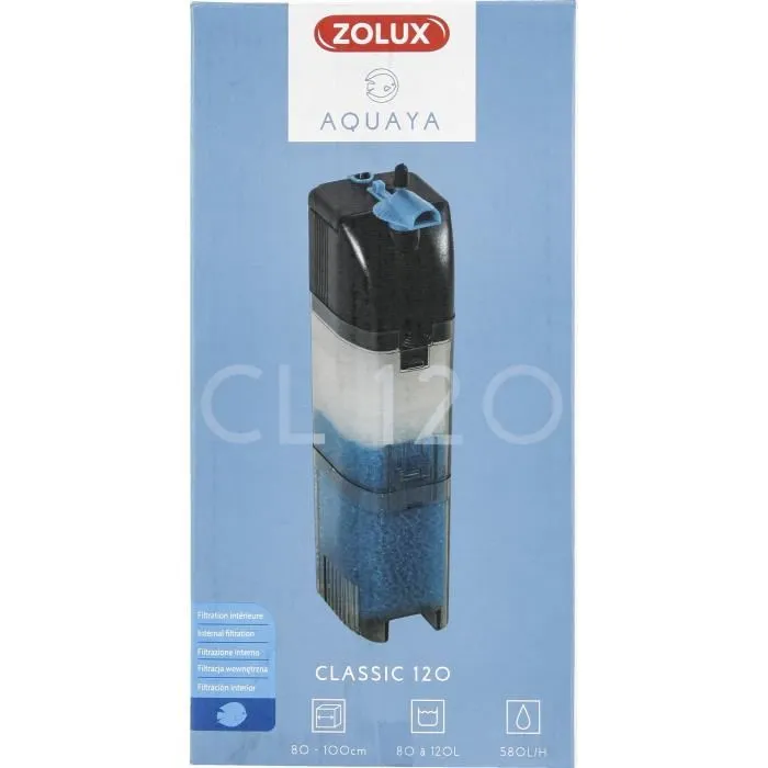 Zolux Classic - Filtre intérieur pour aquarium 80-120 L, débit 580 L/h, puissance 6 W