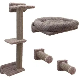 Kerbl Monte Alpi Mur d'escalade pour chats, 8 pièces gris, tour d'escalade, griffoirs et couchage, jouet intérieur pour petit chat