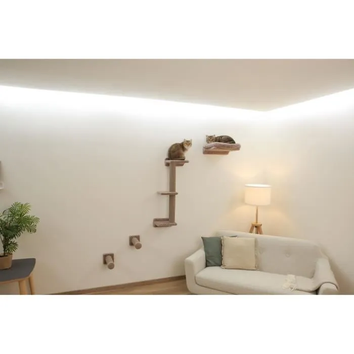 Kerbl Monte Alpi Mur d'escalade pour chats, 8 pièces gris, tour d'escalade, griffoirs et couchage, jouet intérieur pour petit chat