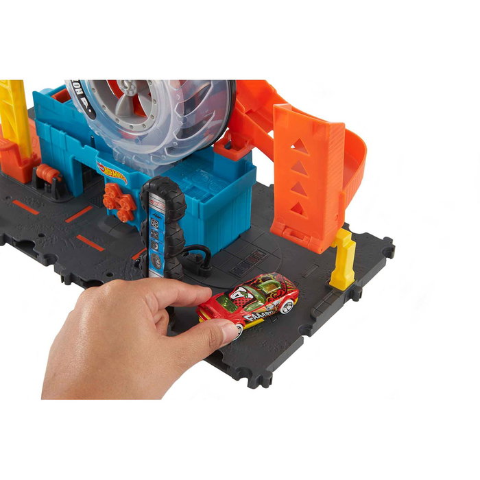 Hot Wheels - Circuit City Tienda de Neumáticos HDP02 avec magasin de pneus, rampe et ascension manuelle - Jouet de course et cascade - Âge recommandé : +4 ans Hot Wheels - Circuit City Tienda de Neumáticos HDP02 avec magasin de pneus, rampe et ascension manuelle - Jouet de course et cascade - Âge recommandé : +4 ans