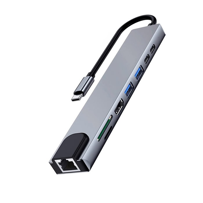 Ewent EW1146 Station d'accueil USB-C 8-en-1 HDMI 4K 87W USB-C PD USB-A LAN Lecteur de cartes Ewent EW1146 Station d'accueil USB-C 8-en-1 HDMI 4K 87W USB-C PD USB-A LAN Lecteur de cartes