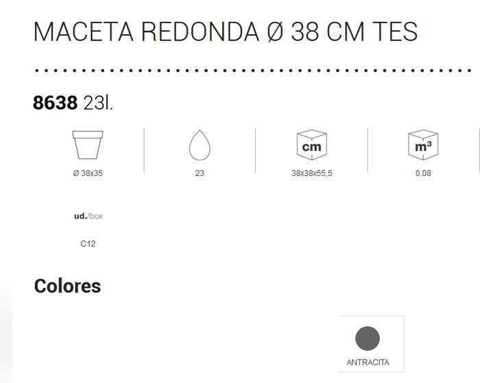 Maceta Tes Gris anthracite Ø380mm Maceta Tes Gris anthracite Ø380mm