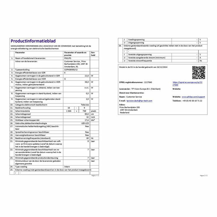 TV intelligente Philips 32PHS6000/12 32" HD LED HDR TV intelligente Philips 32PHS6000/12 32" HD LED HDR