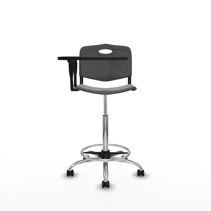 Tabouret Taburete Robledo Pivotant Chlorure de polyvinyle Gris foncé Structure chromée Non applicable Sans appui-tête Roulettes autofreinées