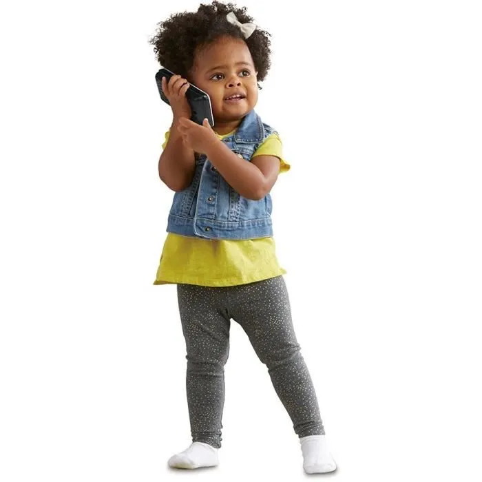 VTech Mon Téléphone Emoti'Fun - Jouet éducatif interactif pour enfant à partir de 18 mois avec écran rétroéclairé, touches lumineuses et émojis - Noir - Version française