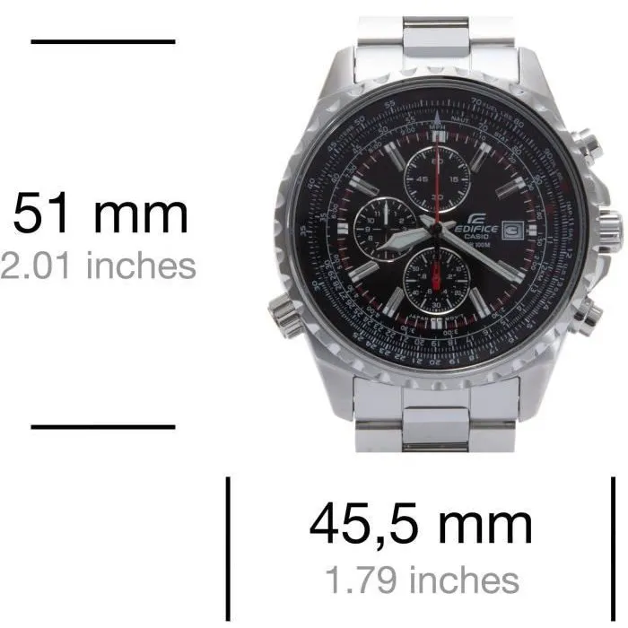 Casio EDIFICE - Montre Homme Analogique Acier Inoxydable Gris - Chronographe, Étanche 100m, Quarts