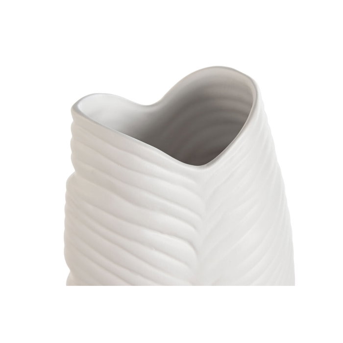 Home ESPRIT Vase Blanc Grès Tropical Feuille d'une plante 21 x 10 x 50 cm