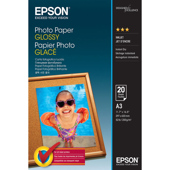Papier Photo Glacé A3 (20 feuilles) Epson C13S042536 A3 20 Volets (1 Unité) Papier Photo Glacé A3 (20 feuilles) Epson C13S042536 A3 20 Volets (1 Unité)