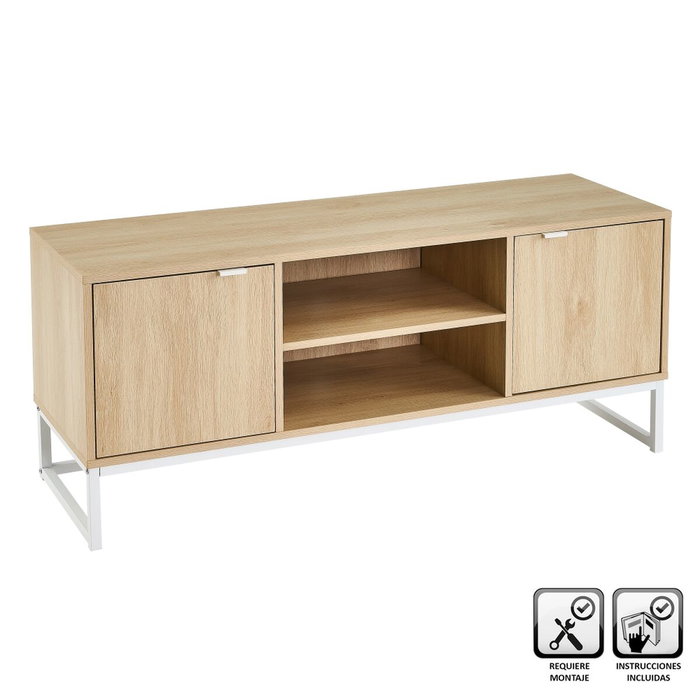 BigBuy Home Meuble de télévision Blanc Naturel 120 x 39 x 52,5 cm
