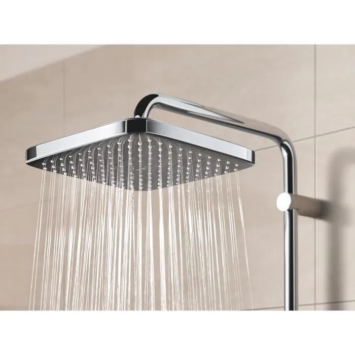 GROHE - Douchette de salle de bain carrée 250mm Vitalio Comfort 250 Cube - Jet uniforme et anti-calcaire SpeedClean - Pour chauffe-eau instantané GROHE - Douchette de salle de bain carrée 250mm Vitalio Comfort 250 Cube - Jet uniforme et anti-calcaire SpeedClean - Pour chauffe-eau instantané