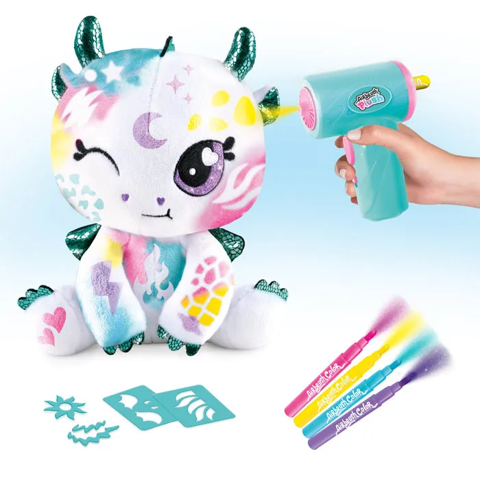 Canal Toys Dragon à Avec spray aérographe électronique, feutres et pochoirs AIR 085-Canal Toys Airbrush Plush Canal Toys Dragon à Avec spray aérographe électronique, feutres et pochoirs AIR 085-Canal Toys Airbrush Plush