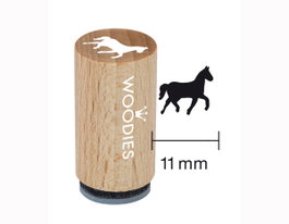 Woodies Mini Sceau Cheval 15x25mm en Bois et Caoutchouc