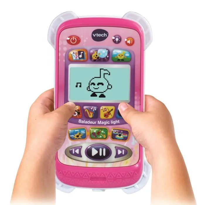 Vtech Baladeur Magic Light Rose - Baladeur musical interactif pour enfants de 3 à 6 ans, apprentissage des chiffres et lettres, écran animé, 3 jeux