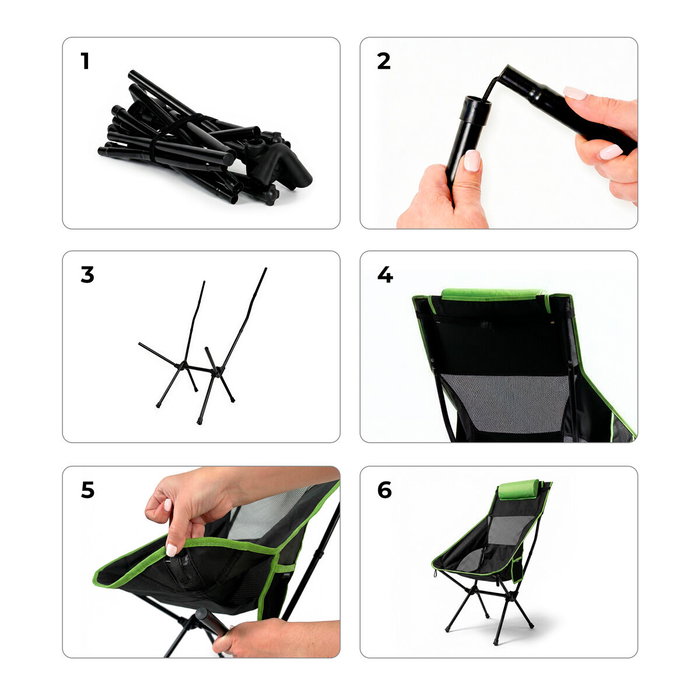 Chaise berçante de camping pliante 2 en 1 avec poche, coussin et sac de transport Trillow InnovaGoods