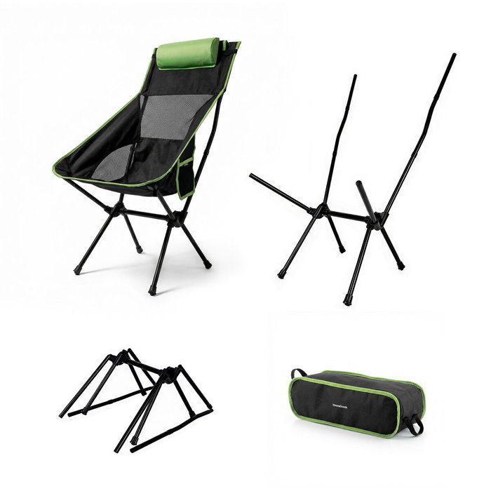 Chaise berçante de camping pliante 2 en 1 avec poche, coussin et sac de transport Trillow InnovaGoods