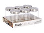 Vivalto Pot en Verre avec Couvercle en Acier 1,25L 11x17x11 cm Transparent (Set de 12)