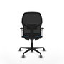 Chaise Alfera Synchrone/Traslack Maille/tissu Vert pétrole Maille Noir Base en nylon noir Accoudoirs noirs et blancs Sans appui-tête Roulettes 65mm pour moquette