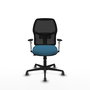 Chaise Alfera Synchrone/Traslack Maille/tissu Vert pétrole Maille Noir Base en nylon noir Accoudoirs noirs et blancs Sans appui-tête Roulettes 65mm pour moquette