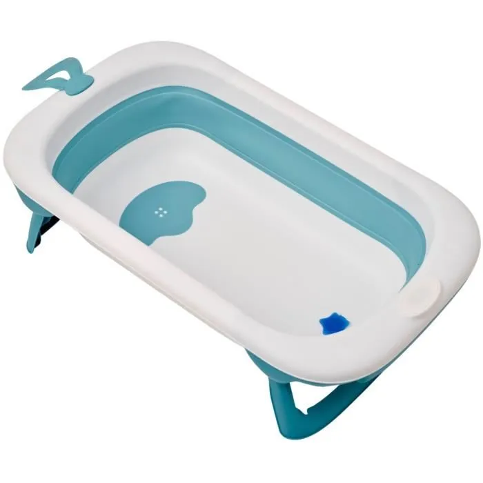 Thermobaby BALNÉA - Baignoire pliable compact pour bébé avec bouchon de vidange - Jusqu'à 18 mois - Bleu