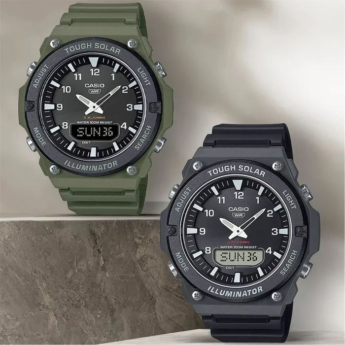 Casio AQ-S820W Montre Homme Vert Solaire Ana-Digital Bracelet Résine Étanche 10 Bars Casio AQ-S820W Montre Homme Vert Solaire Ana-Digital Bracelet Résine Étanche 10 Bars