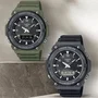 Casio AQ-S820W Montre Homme Vert Solaire Ana-Digital Bracelet Résine Étanche 10 Bars