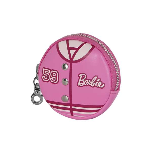 BARBIE Monedero Cookie Varsity pour enfants en PVC, motif imprimé, fermeture à zip, rond, rose BARBIE Monedero Cookie Varsity pour enfants en PVC, motif imprimé, fermeture à zip, rond, rose