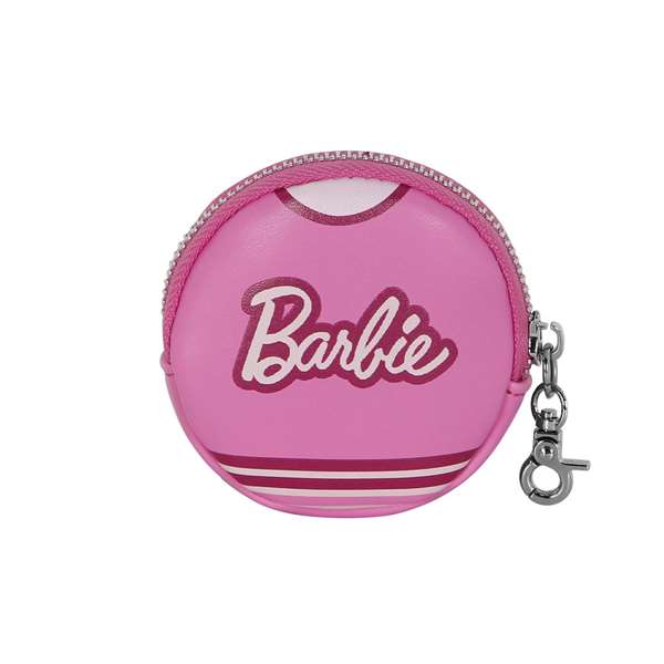 BARBIE Monedero Cookie Varsity pour enfants en PVC, motif imprimé, fermeture à zip, rond, rose BARBIE Monedero Cookie Varsity pour enfants en PVC, motif imprimé, fermeture à zip, rond, rose