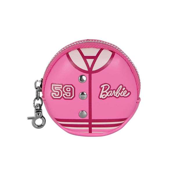 BARBIE Monedero Cookie Varsity pour enfants en PVC, motif imprimé, fermeture à zip, rond, rose BARBIE Monedero Cookie Varsity pour enfants en PVC, motif imprimé, fermeture à zip, rond, rose