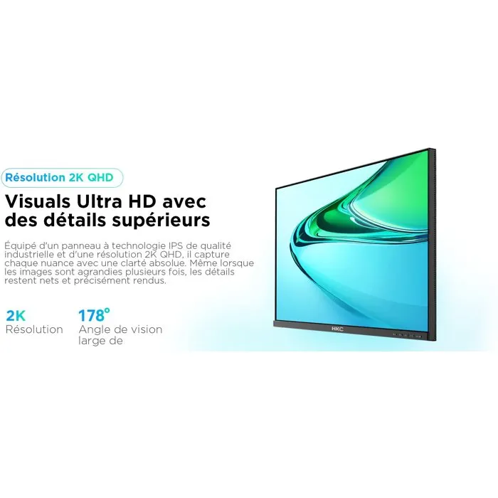 HKC B2422F Écran PC 24 pouces QHD IPS USB-C 65 W Ajustable en hauteur