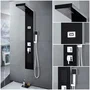 Edouard Rousseau Colonne de douche hydromassante TORQUAY - Finition noire - Panneau en inox avec affichage température - Tête et douchette anticalcaires