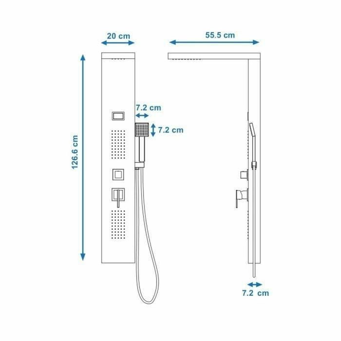 Edouard Rousseau Colonne de douche hydromassante TORQUAY - Finition noire - Panneau en inox avec affichage température - Tête et douchette anticalcaires Edouard Rousseau Colonne de douche hydromassante TORQUAY - Finition noire - Panneau en inox avec affichage température - Tête et douchette anticalcaires