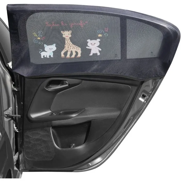 Sophie La Girafe - Lot de 2 pare-soleil universels pour voiture, lavables en machine, protège bébé du soleil et de la chaleur