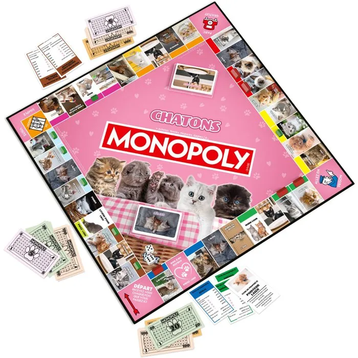 Winning Moves Monopoly Chatons - Jeu de société édition spéciale chatons - De 2 à 6 joueurs - Dès 8 ans