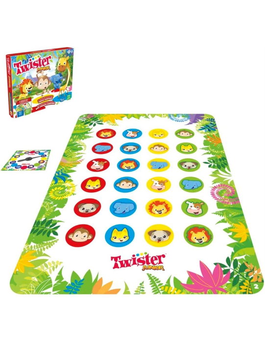 Hasbro Twister Junior - Version Multilingue, Jeu de Société Évolutif pour Enfants dès 3 Ans, Tapette Double Face, 2 à 4 Joueurs
