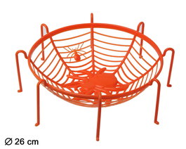 Panier décoratif orange 26x10 cm avec design d'araignée pour Halloween