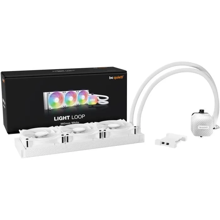 Be Quiet! Light Loop 360 BW023 - Kit de Refroidissement Liquide Tout-en-Un ARGB Blanc 360 mm avec 3 Ventilateurs Light Wings LX PWM High-Speed - Pour PC et Processeurs Overclockés