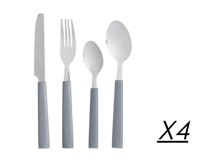 Kinvara Set de 16 Couverts avec Porte-couverts Gris 38x7x5 cm Acier Inoxydable (Set de 6)