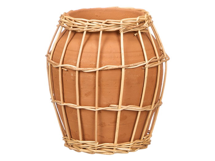 Giftdecor Jarron Indalo en Argile et Osier Marron Naturel 21x24 cm (Set de 4)