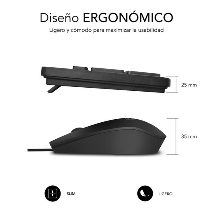 Subblim Cssk01 Combo Clavier AZERTY + Souris USB Silencieux Ergonomic Business Subblim Cssk01 Combo Clavier AZERTY + Souris USB Silencieux Ergonomic Business