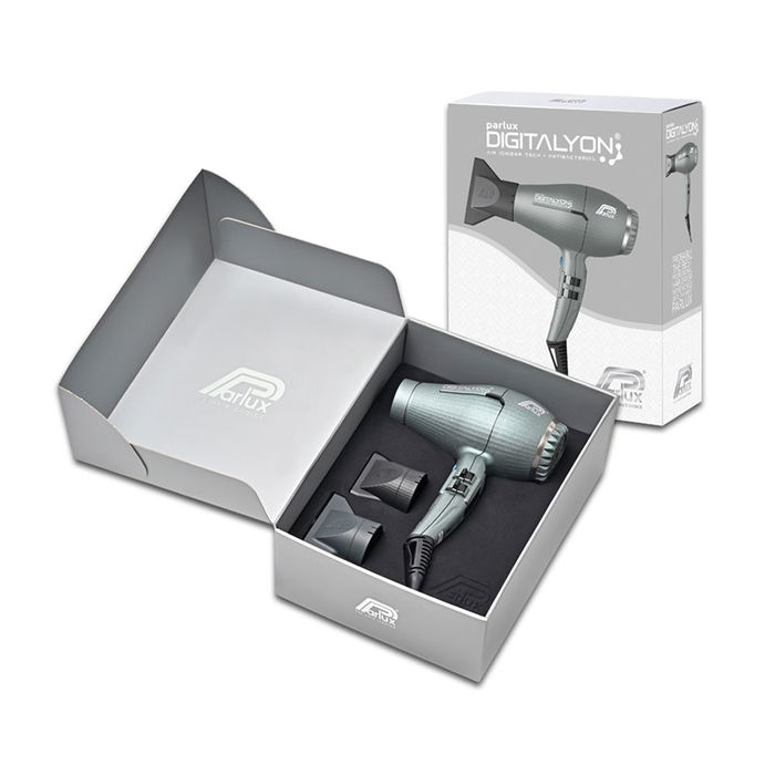Parlux DIGITALYON Sèche-cheveux Gris Pailleté Technologie Ionnique Filtration HFS