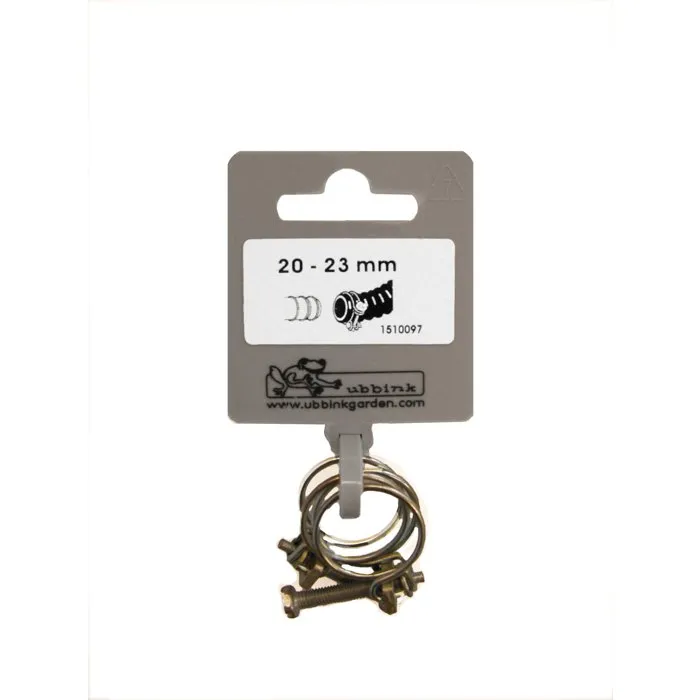 Ubbink Lot de 2 colliers de serrage galvanisés, diamètre 20-23 mm, pour raccordement étanche de tuyau spiralé