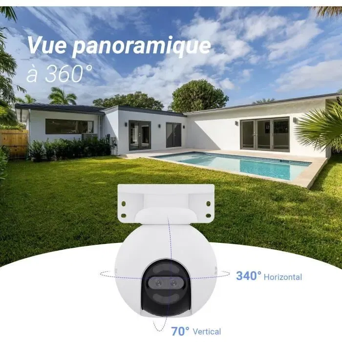 EZVIZ Caméra motorisée de sécurité extérieure H80x Dual, 4K, Vision nocturne couleur, Audio bidirectionnel, Détection IA, WiFi