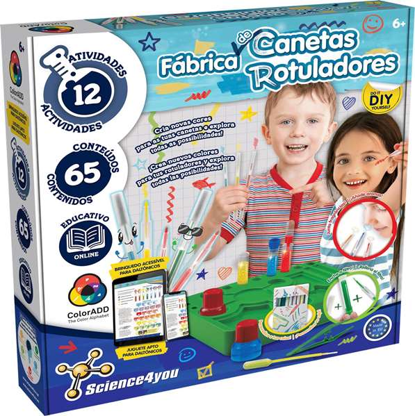 Science for you - Jeu fabrica de rotuladores avec 12 activités pour créer de nouveaux couleurs - Jeu en espagnol et portugais