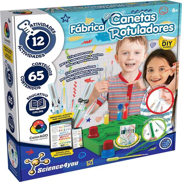 Science for you - Jeu fabrica de rotuladores avec 12 activités pour créer de nouveaux couleurs - Jeu en espagnol et portugais